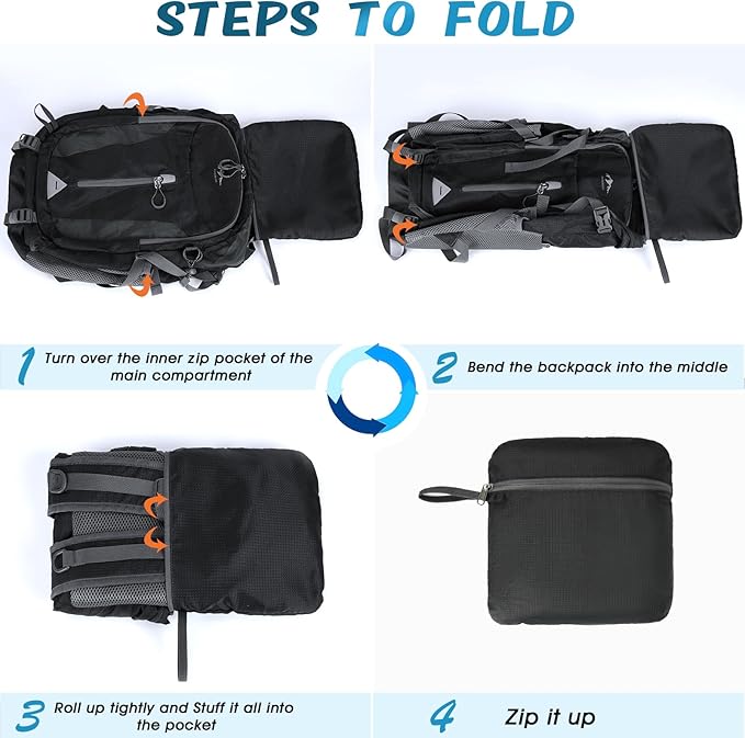 RAINSMORE Hiking Backpack 40L Lightweight Packable Camping Backpack Waterproof Travel Daypack Men Women Hiking Daypack