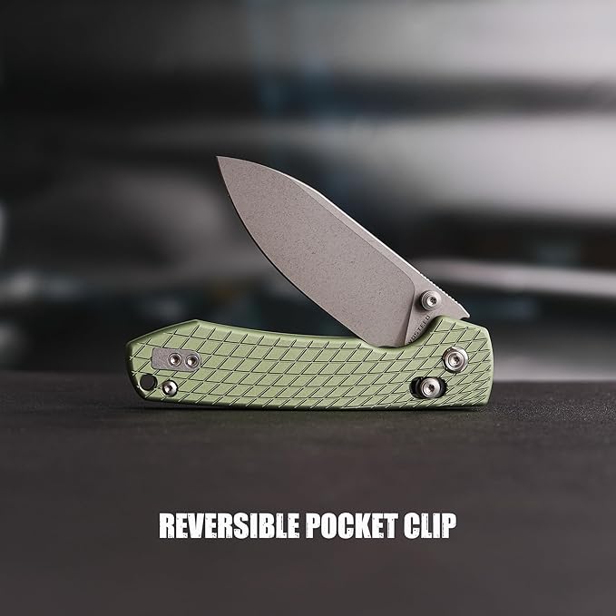 Vosteed EDC Knife, Lightweight Folding Pocket knife with Clip for Men and Women, Sharp Crossbar Lock Knife with 3.25" Nitro-V Steel Blade, Aluminum Handle for Camping - Raccoon