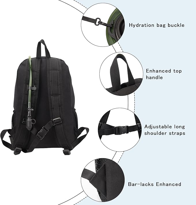 Mini Small Tactical Backpack MOLLE Daypack Gear Pack Camping Bag ,Small Hydration Pack Outdoor Water Bladder Carrier Pack