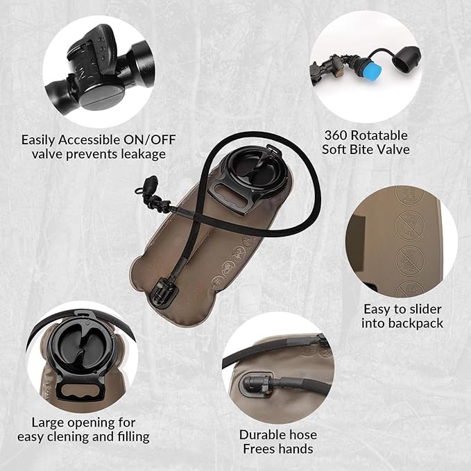 Tactical Molle Hydration Pack with 3L Inner Bladder - Lightweight Water Reservoir Bag for Molle Vest Backpack, for Hiking, Hunting