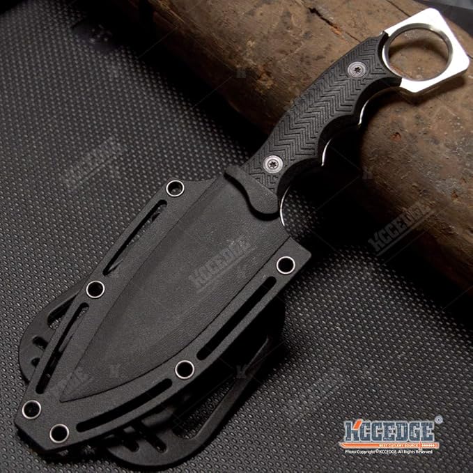 KCCEDGE BEST CUTLERY SOURCE Tactical Knife Hunting Knife Survival Knife Fixed Blade Knife Razor Sharp Edge Camping Accessories Camping Gear Survival Kit Survival Gear Tactical Gear 76162 (Black)