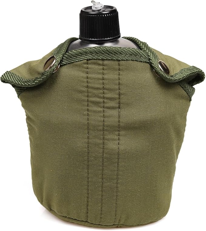 Goetland Stainless Steel WWII US Army Canteen Water Bottler Military Canteen Kit 1QT with 0.5QT Cup Nylon Pouch G.I.