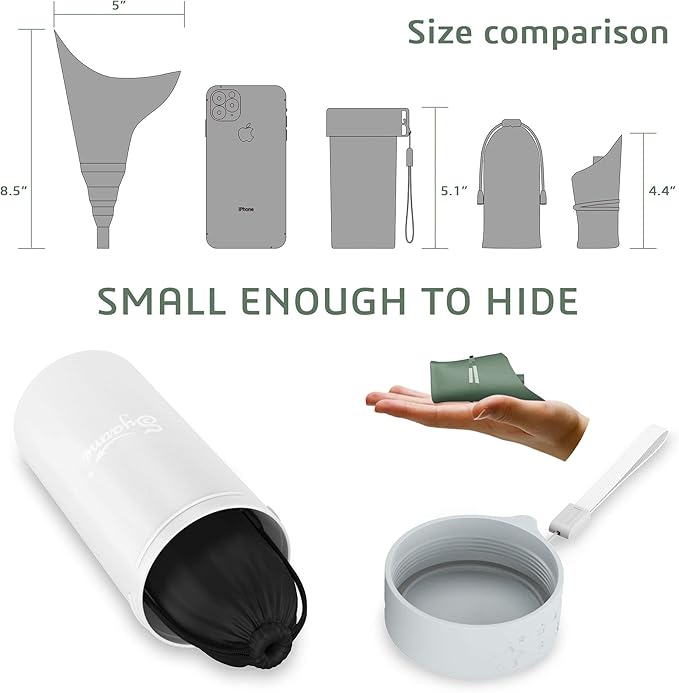 Female Urination Device,Portable Reusable Urinal Funnel with Extension Tube,Small Folding Storage,Suitable for Travel, Festivals, Camping,Traffic Jams,Etc,Includes Waterproof Bag,Waterproof Cup