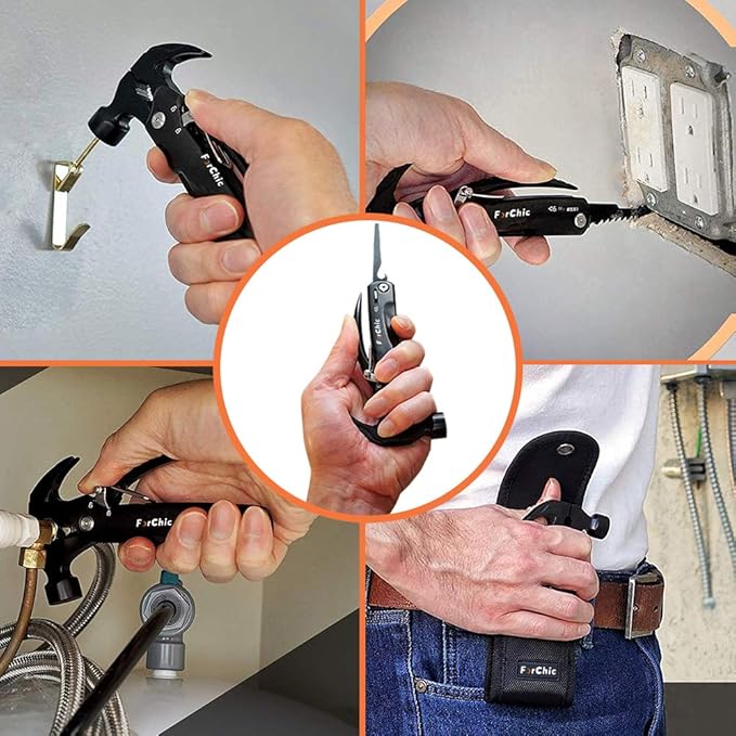 12 in 1 Hammer Multitool, Father's Day Gifts for Dad, Mens Gifts for Him, Cool Gadgets for Men, Gifts for Men Who Have Everything, Birthday Gifts for Men, Dad, Grandpa, Husband, Boyfriend