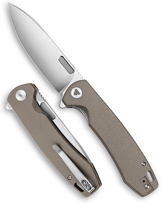 Folding Pocket Knife for Men,3.74in Sandvik 14C28N Blade and Liner Lock Micarta Handle with Reversible Deep Carry Clip,Outdoor Camping Hunting EDC Knives，Columba-04GC