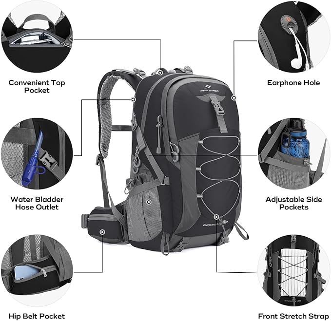 Maelstrom Daypack Backpacks + Water Filtration System, 40l Black
