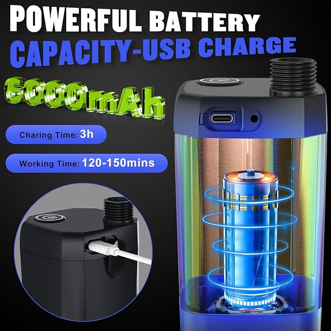 Portable Shower for Camping, [Long-Lasting] Spopal 6000mAh Rechargeable Camping Shower with Intelligent LED Display, 4 Spray Modes, IPX7 Waterproof Outdoor Shower Kit for Hiking, Travel, Car, Pet