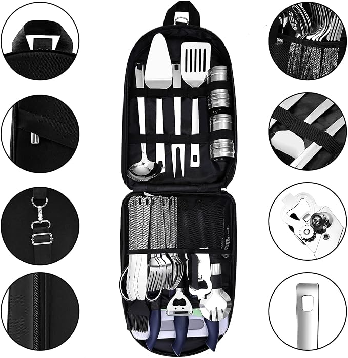 Camping Essentials Camping Accessories Gear Must Haves Camper Tent Camping Kitchen Rv Cooking Set Camping Cooking Utensils Set Supplies Gadgets Outdoor Stove Portable Picnic Gifts BBQ Stuff