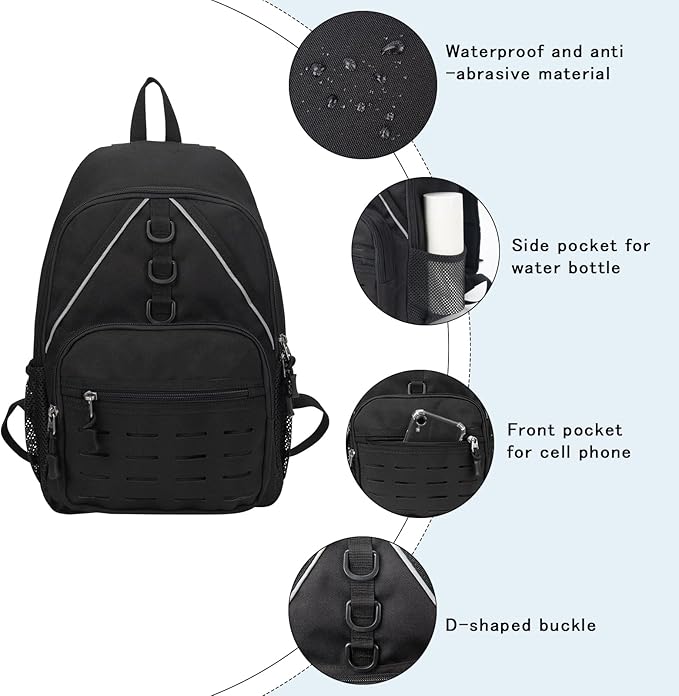 Mini Small Tactical Backpack MOLLE Daypack Gear Pack Camping Bag ,Small Hydration Pack Outdoor Water Bladder Carrier Pack
