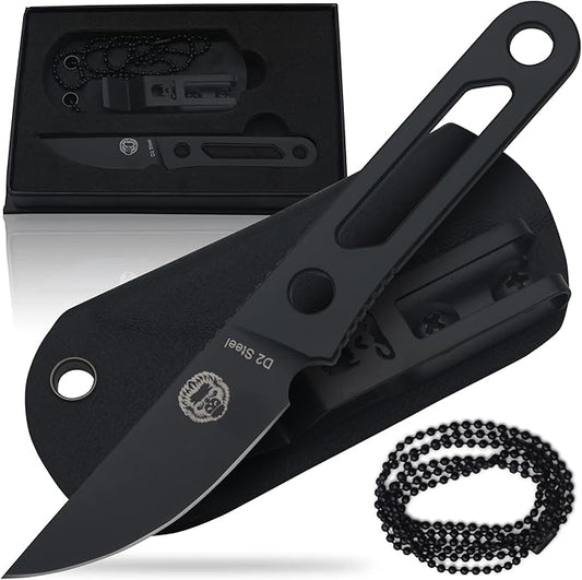 Holtzman's Gorilla Survival 'Scalpel' Fixed Blade Utility Knife with D2 Sheath, Belt Clip (Black)
