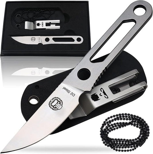 Holtzman's Gorilla Survival 'Scalpel' Fixed Blade Utility Knife with D2 Sheath, Belt Clip (Silver)