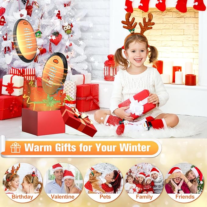 Hand Warmers Rechargeable, 2023 Newest 2 Pack Temperature Electric Portable Heater Football Shape Hand Warmer, Quick Charge Portable Hand Warmer Gift for Christmas Outdoors/Hunting/Golf/Camping