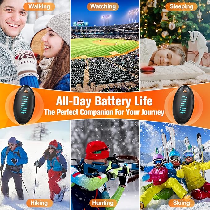 Hand Warmers Rechargeable, 2023 Newest 2 Pack Temperature Electric Portable Heater Football Shape Hand Warmer, Quick Charge Portable Hand Warmer Gift for Christmas Outdoors/Hunting/Golf/Camping