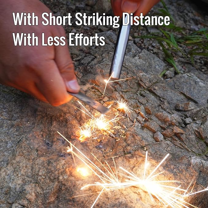 Heavy-Duty Classic 4 Inch Drilled Ferro Rods Flint and Steel Ferrocerium Rod with A Lanyard Hole for DIY Fire Starting Tools in Camping Emergency Hiking Fishing Bushcraft Survival