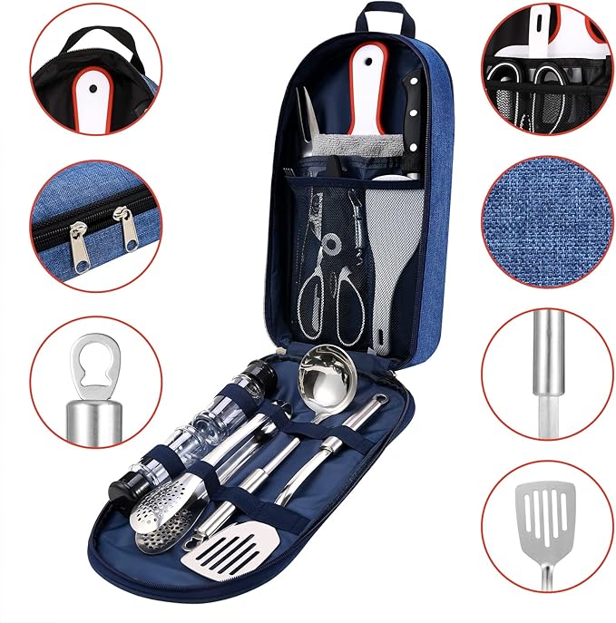 Camping Essentials Camping Accessories Gear Must Haves Camper Tent Camping Kitchen Rv Cooking Set Camping Cooking Utensils Set Supplies Gadgets Outdoor Stove Portable Picnic Gifts BBQ Stuff