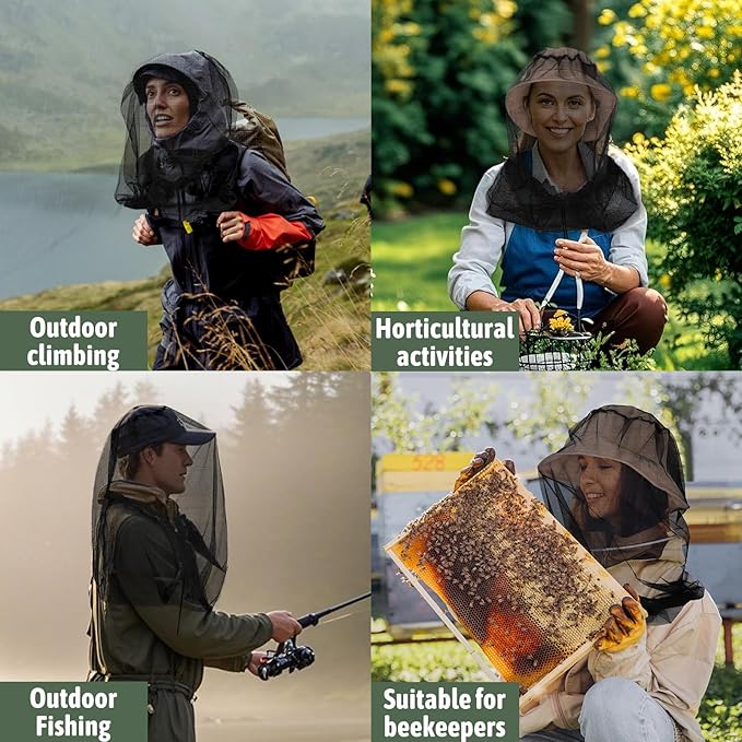 Mosquito Head Net Hat, Protects Face and Neck from Mosquito Bites for Camping, Fishing, Gardening, Apiculturist