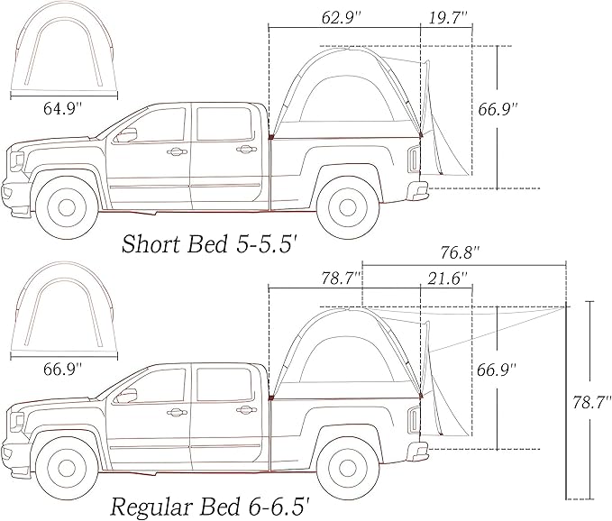 Hasika Truck Bed Tent for Camping 5-6.5 Foot with Floor Waterproof Double Layer Full Size Truck Short/Regular Bed