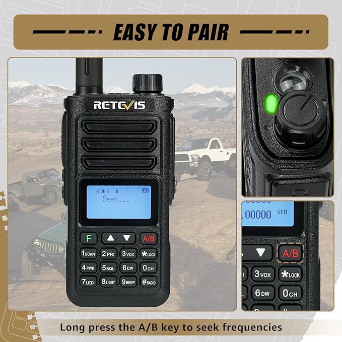 Retevis RA89 Dual Band Ham Radio, Rechargeable Walkie Talkies with Speaker Mic, Handheld 2 Way Radio with 2500mAh Battery, Alarming, IP68 Waterproof, Long Range Walkie Talkie for Amateur(1 Pack)