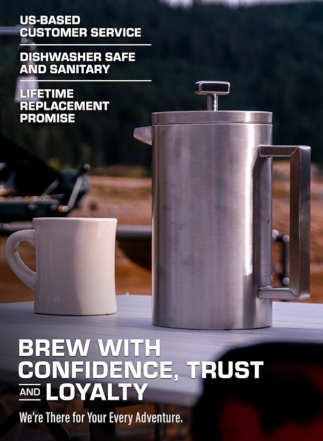 COLETTI Boulder Camping French Press (An American Press) - Large Insulated French Press Coffee Maker – 42 oz