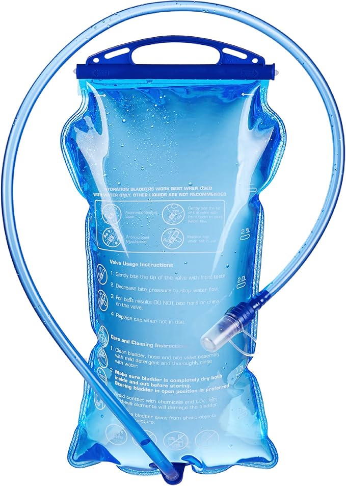 Azarxis Hydration Bladder Water Reservoir Leakproof 1.5L 2L BPA Free Hydration Pack Replacement for Running Walking Hiking Biking Climbing Cycling (PEVA Material - 1.5L / 50oz)