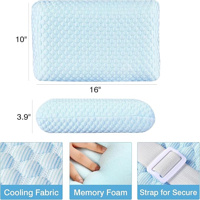 HOMBYS Cooling Camping Pillow Lightweight, Memory Foam Travel Pillow with Easy to Carry Portable Bag, Strap Designed for Secure, Suitable for Beach, Camp,Travel, Hammock, Light Blue