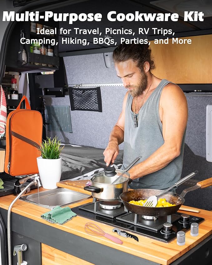 Camping Cooking Utensils Set - 33Pcs/45Pcs Camping Cooking Set Car Camping Essentials Gear for Camp Kitchen Cooking and Grilling, Ideal Gift for RV Tent Camper, Picnics, BBQs