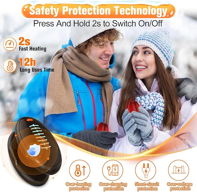 Hand Warmers Rechargeable, 2023 Newest 2 Pack Temperature Electric Portable Heater Football Shape Hand Warmer, Quick Charge Portable Hand Warmer Gift for Christmas Outdoors/Hunting/Golf/Camping