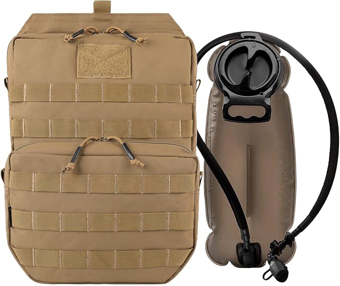 Tactical Molle Hydration Pack with 3L Inner Bladder - Lightweight Water Reservoir Bag for Molle Vest Backpack, for Hiking, Hunting
