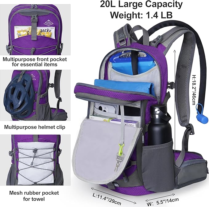 Hydration Backpack with 2L Water Bladder, Water Backpack, Insulated Hiking Backpack for Hiking Cycling Climbing Skiing