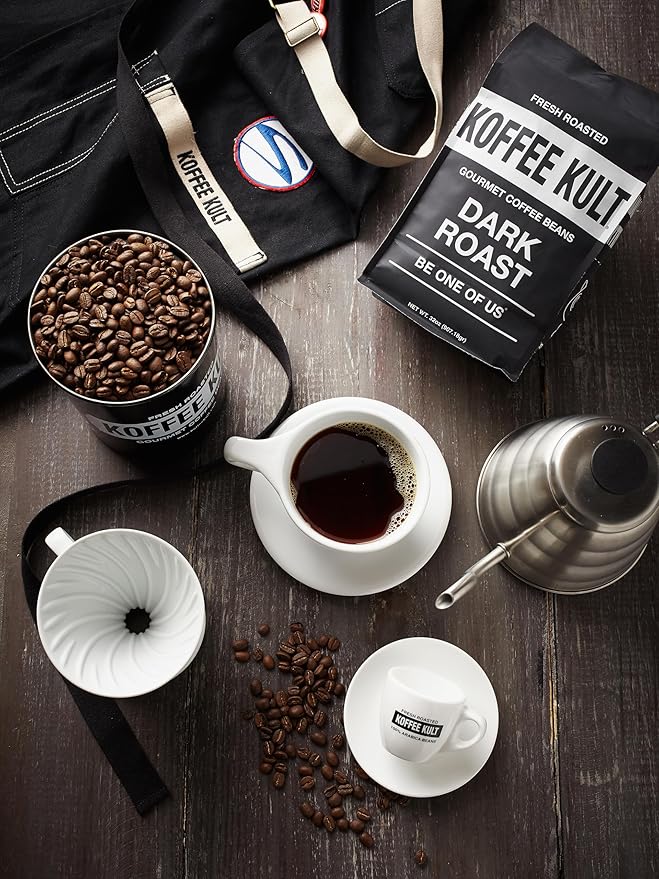 Koffee Kult Dark Roast Whole Bean Coffee 100% Arabica Coffee Beans Gourmet Artisan Blend with Chocolate & Cinnamon Notes 80oz Resealable Bag