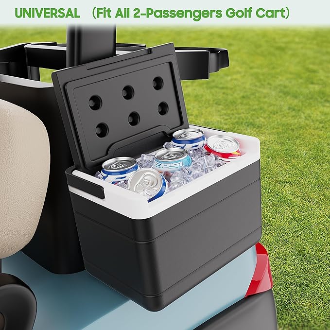 10L0L Golf Cart Cooler with Mounting Bracket Kit Caddy Fits Yamaha Club Car and EZGO, Portable 48H Cooling Golf Cart Ice Chest 102588101 103886801