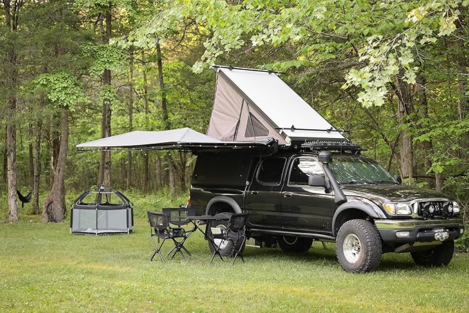 Vehicle Tire-Mounted Camping, Travel, Tailgating, Overlanding and Outdoor Work Table, Aluminum, Large (33.5" x 28" x 1.5"), Black