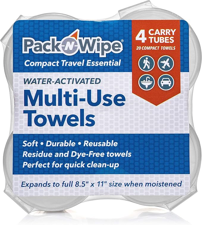 Disposable Compressed Towel Tablets - Absorbent, Durable & Reusable Paper Towels - Great Cleaning Cloths, Camping Towels and Soft, Eco-Friendly Baby Wipes - 8.5”x11” - (25 Towels & 1 Tube)